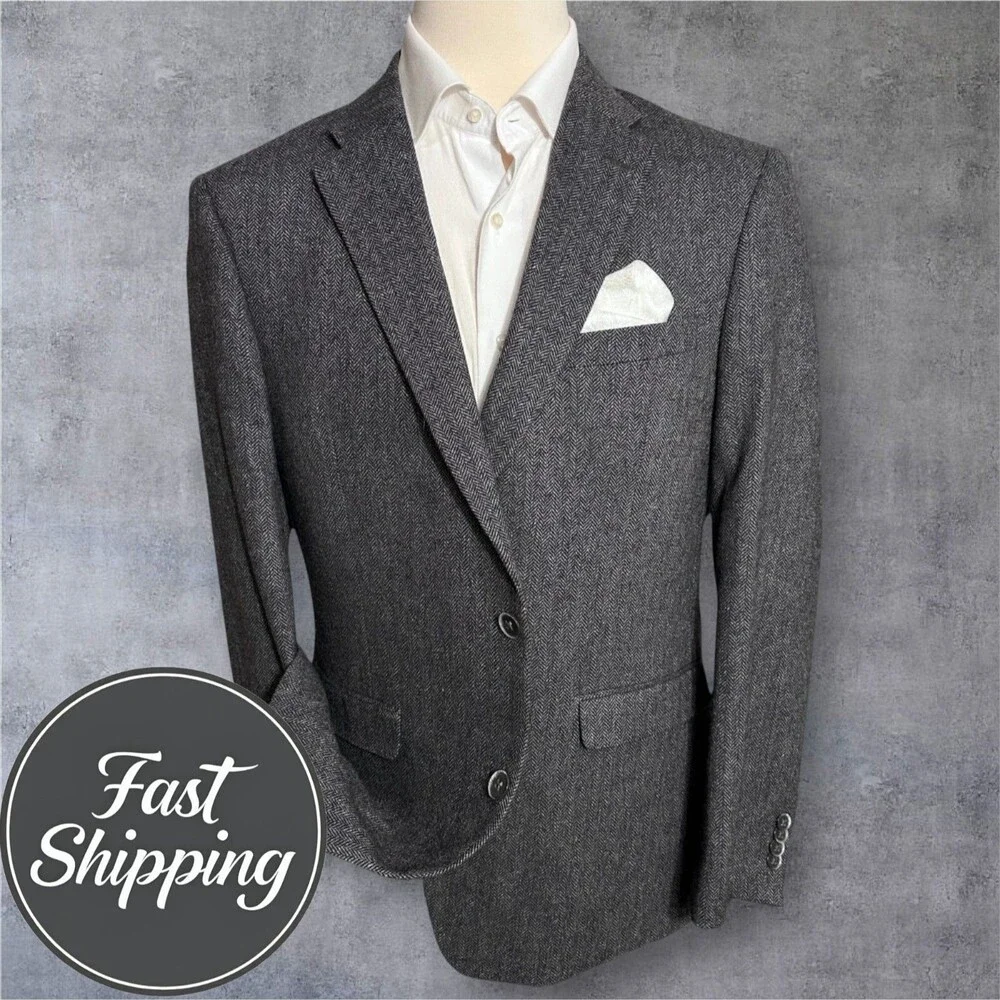 TOMMY HILFIGER Mens Blazer Sport Coat Two Button Jacket 44R Gray Wool Blend